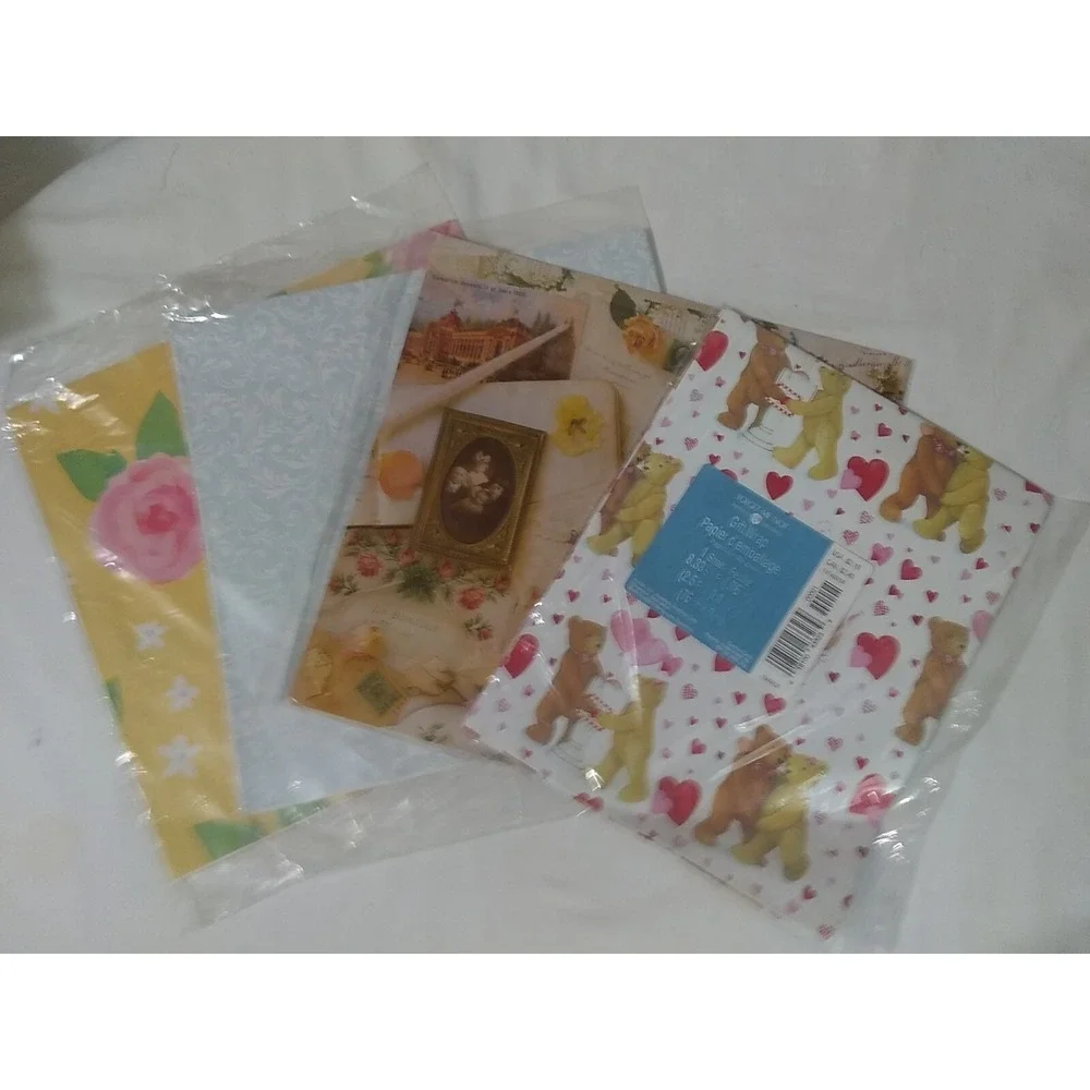 Vintage Wrapping Paper Gift Wrap Lot Of 4 NOS Assorted Occasions READ‎